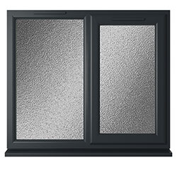 Crystal 2 Obscure Glass Triple Glazed uPVC Window - Grey and White - Right Handed