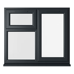 Crystal 3 Clear Glass Triple Glazed uPVC Window - Grey and White - Right Handed