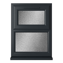 Crystal 2 Obscure Glass Triple Glazed uPVC Window - Grey and White