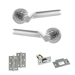 Atlantic Status Hawaii Door Handle Pack - Satin Chrome / Polished Chrome