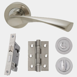 LPD Solar Matt Chrome Privacy Door Handle Pack - 140 W x 51mm H