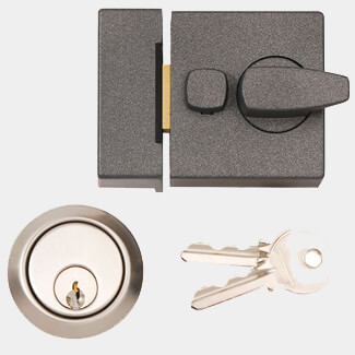 Dale Standard Deadlocking Night Latch Grey With Brass Cylinder