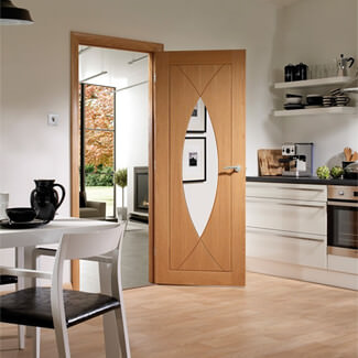 XL Joinery Pesaro Internal Door with 4 Panel and 1 Obscure Glazed Light - Unfinished Oak