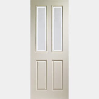 XL Joinery Victorian Moulded Internal Door with 2 Panel and 2 Forbes Glazed Light - Unfinished White