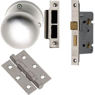 XL Joinery Elbe Satin Chrome Bathroom Door Knob Handle Pack