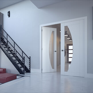 Deanta Ravello Internal Door with 2 Panel and 1 Clear Glazed Light - White Primed