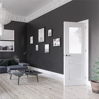 Deanta Windsor Internal Door with 2 Panel and 1 Clear Bevelled Glazed Light - White Primed