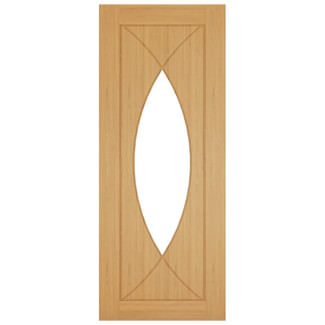 Deanta Amalfi Internal Door with 4 Panel and 1 Clear Glazed Light - Prefinished Oak