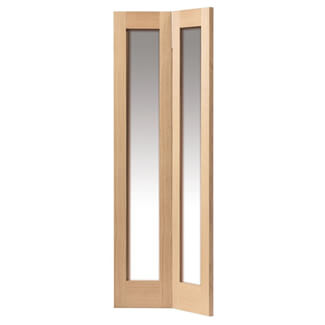 JB Kind Fuji Internal Bi-fold Door with 2 Clear Glazed Light - Unfinished Oak