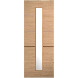 LPD Lille Internal Door with 5 Panel and 1 Clear Glazed Light - Prefinished Oak