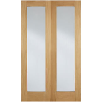 LPD Pattern-20 Internal Door Pair with 2 Clear Glazed Light - Unfinished Oak