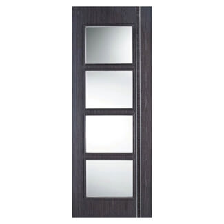 LPD Zanzibar Internal Door with 4 Clear Glazed Light - Prefinished Ash Grey