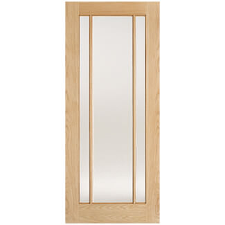 LPD Lincoln Internal Door with 3 Frosted Glazed Light - Unfinished Oak