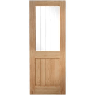 LPD Belize Internal Door with 5 Panel and 1 Clear Glazed Light - Unfinished Oak