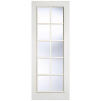 LPD SA Unfinished White Moulded Internal Door with 10 Clear Glazed Light - Prefinished White