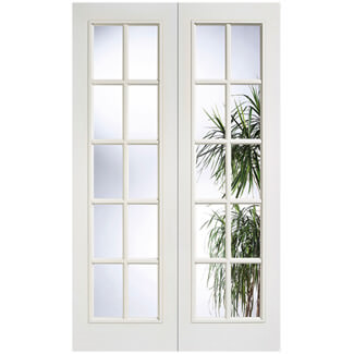 LPD SA Moulded Internal Door Pair with 20 Clear Glazed Light - White Primed