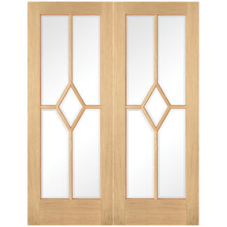 LPD Reims Internal Door Pair with 10 Clear Glazed Light - Prefinished Oak