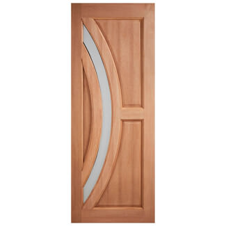 LPD Harrow External Door with 3 Panel and 1 Obscure Glazed Light - Unfinished Hardwood