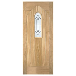 LPD Westminster Leaded External Door with 1 Panel and 1 Obscure Glazed Light - Unfinished Oak