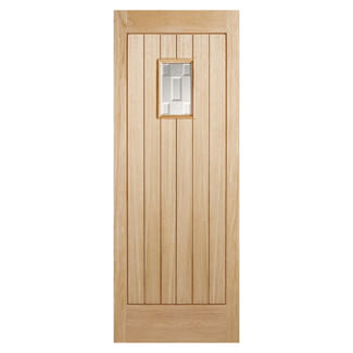 LPD Suffolk External Door with 1 Panel and 1 Obscure Glazed Light - Unfinished Oak