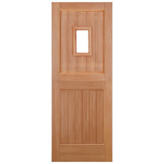 LPD Straight Top External Stable Door with 2 Panel and 1 Unglazed Light - Unfinished Hardwood