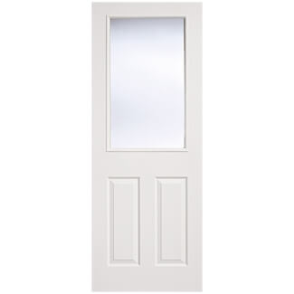 LPD Textured Moulded Internal Door with 2 Panel and 1 Clear Glazed Light - White Primed