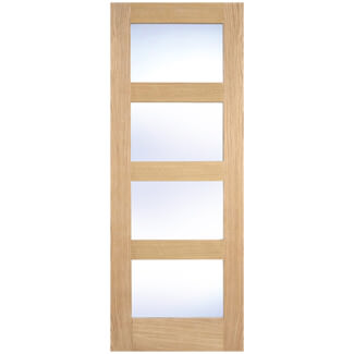LPD Shaker Internal Door with 4 Clear Glazed Light - Prefinished Oak