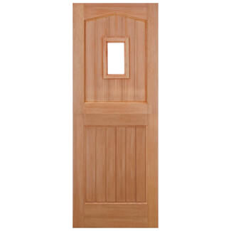 LPD External Stable Door with 2 Panel and 1 Clear Double Glazed Light - Unfinished Hardwood
