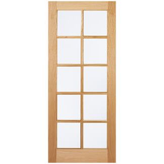 LPD SA Internal Door with 10 Clear Glazed Light - Unfinished Oak