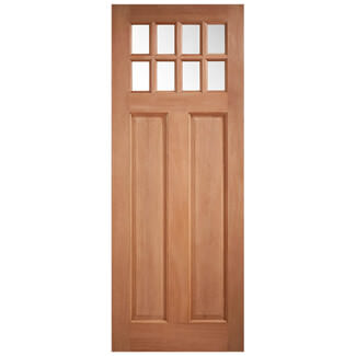 LPD Chigwell External Door with 2 Panel and 8 Clear Glazed Light - Unfinished Hardwood