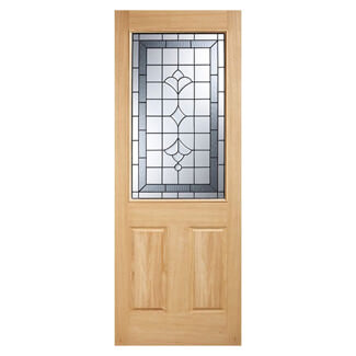 LPD Winchester External Door with 2 Panel and 1 Obscure Glazed Light - Unfinished Oak