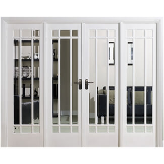 LPD Manhattan W8 Internal Room Divider Door Set with Clear Glazed Light - White Primed