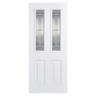 LPD Malton Leaded External Door with 2 Panel and 2 Obscure Glazed Light - Prefinished White