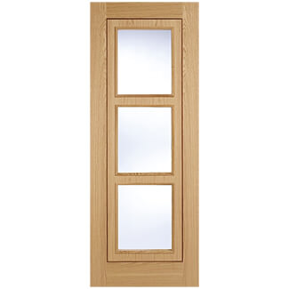 LPD Inlay Internal Door with 1 Panel and 3 Clear Glazed Light - Prefinished Oak
