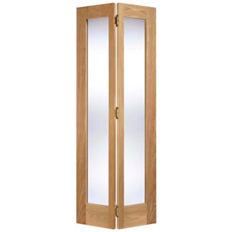 LPD Pattern-10 Internal Bi-fold Door with 2 Clear Glazed Light - Unfinished Oak