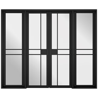 LPD Greenwich W8 Internal Room Divider Door Set with 5 Clear Glazed Light - Black Primed