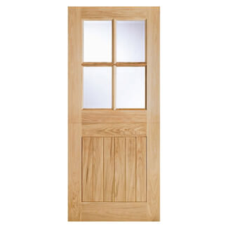LPD Cottage External Stable Door with 1 Panel and 4 Clear Glazed Light - Unfinished Oak