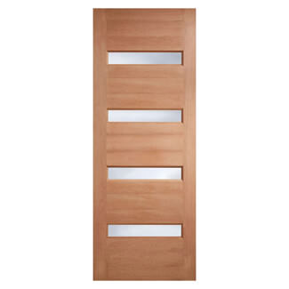 LPD Balham External Door with 5 Panel and 4 Frosted Glazed Light - Unfinished Hardwood