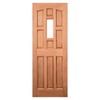 LPD York External Door with 9 Panel and 1 Unglazed Light - Unfinished Hardwood