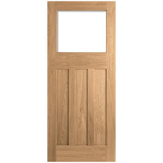 LPD DX 30s Style Internal Door with 3 Panel and 1 Unglazed Light - Unfinished Oak