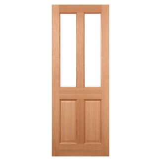 LPD Malton External Door with 2 Panel and 2 Clear Glazed Light - Unfinished Hardwood