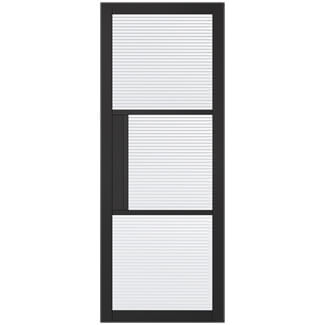LPD Tribeca Internal Door with 3 Reeded Glazed Light - Black Primed