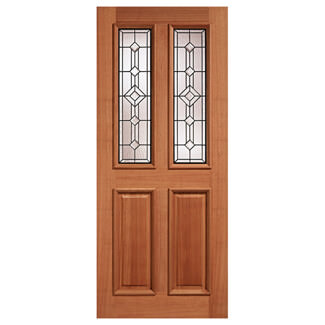 LPD Derby Leaded External Door with 2 Panel and 2 Obscure Glazed Light - Unfinished Hardwood