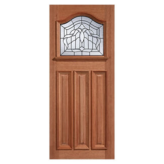 LPD Estate Leaded External Door with 3 Panel and 1 Obscure Glazed Light - Unfinished Hardwood