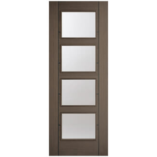 LPD Vancouver Internal Door with 5 Panel and 4 Clear Glazed Light - Prefinished Chocolate Grey