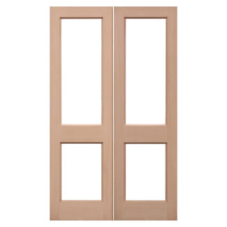 LPD 2XGG External Door Pair with 4 Unglazed Light - Unfinished Hemlock