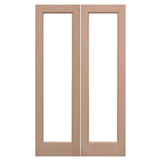 LPD Pattern-20 External Door Pair with 2 Unglazed Light - Unfinished Hemlock