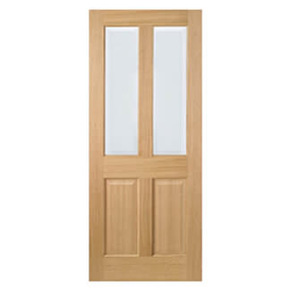 LPD Richmond Internal Door with 2 Panel and 2 Clear Glazed Light - Unfinished Oak