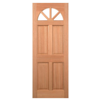 LPD Carolina External Door with 4 Panel and 4 Unglazed Light - Unfinished Hardwood