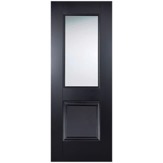 LPD Arnhem Internal Door with 1 Panel and 1 Clear Glazed Light - Black Primed